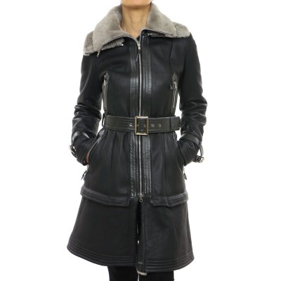 Mutton Coat with Leather Details