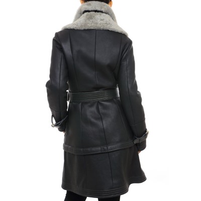 Mutton Coat with Leather Details