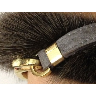 Mink Wristband in Khaki with Leather & Light Gold Hook 