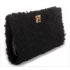 Afghan Karakul Fur Clutch with Leather and Light Gold Closure 