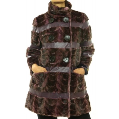 Mink Fur Pieces Coat In Purple Snowtop Color