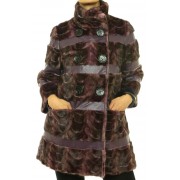 Mink Fur Pieces Coat In Purple Snowtop Color