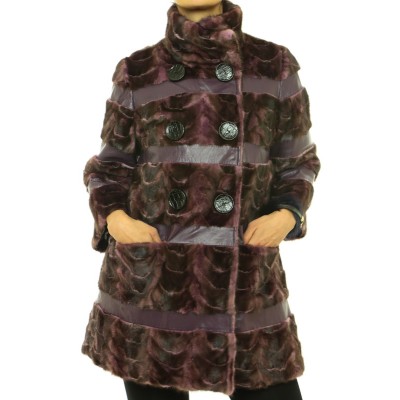 Mink Fur Pieces Coat In Purple Snowtop Color