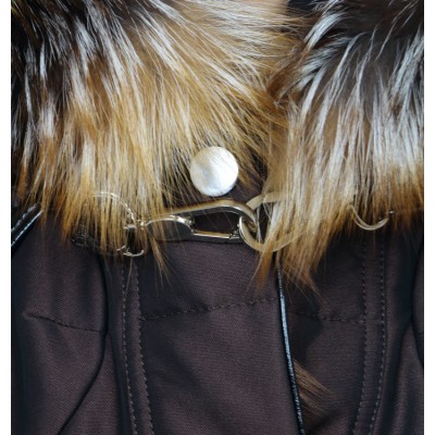 Coat with Detachable Silver Fox on the Hood & Cuffs