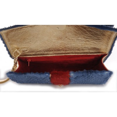 Mink Clutch Bag With Real Leather