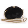 Mink Clutch with Detachable Metal Shoulder Strap & Light Gold Closure with Crystals