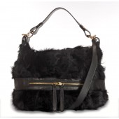 Lamb Fur Shoulder Bag with Leather (Helena)