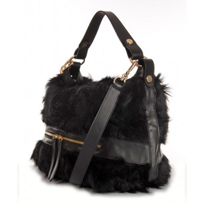 Lamb Fur Shoulder Bag with Leather (Helena)