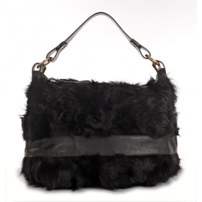 Lamb Fur Shoulder Bag with Leather (Helena)
