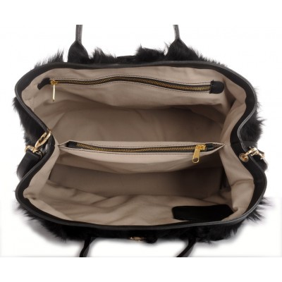 Chekiang Lamb  Fur Tote Bag with Leather