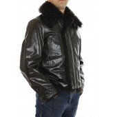 Leather Male Jacket With Detachable Chekiang Lamb On Collar - Detachable Textile Quilted Vest & Chekiang Lamp On Facing And Hem