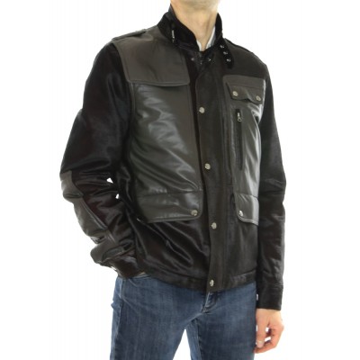 Calf Male Jacket Combined With Skiver Leather