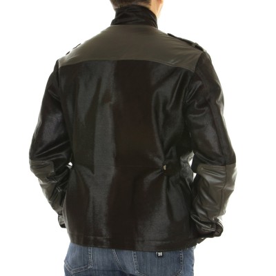 Calf Male Jacket Combined With Skiver Leather
