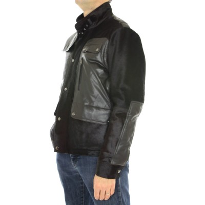 Calf Male Jacket Combined With Skiver Leather