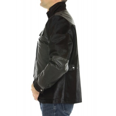 Calf Male Jacket Combined With Skiver Leather