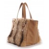 American Raccoon Fur Tote Bag with Leather (Vicky)
