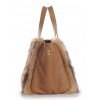 American Raccoon Fur Tote Bag with Leather (Vicky)