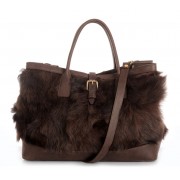 Chekiang Lamb  Fur Tote Bag with Leather