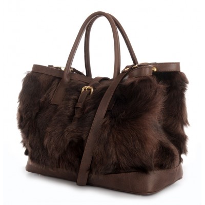 Chekiang Lamb  Fur Tote Bag with Leather