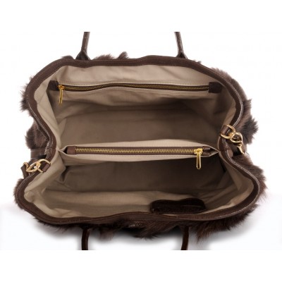 Chekiang Lamb  Fur Tote Bag with Leather